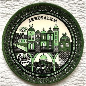 Vintage Jerusalem Hand Painted Plate 10 1/2" Inches